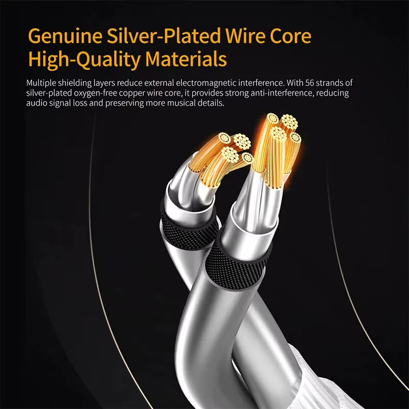 Earphones Type-C 2PIN Cables Silver Plated Upgrade Cable USB C Headphones Wire for DQ6 ZAX ZSX ZSN PRO ZS10PRO ZAR ZVX