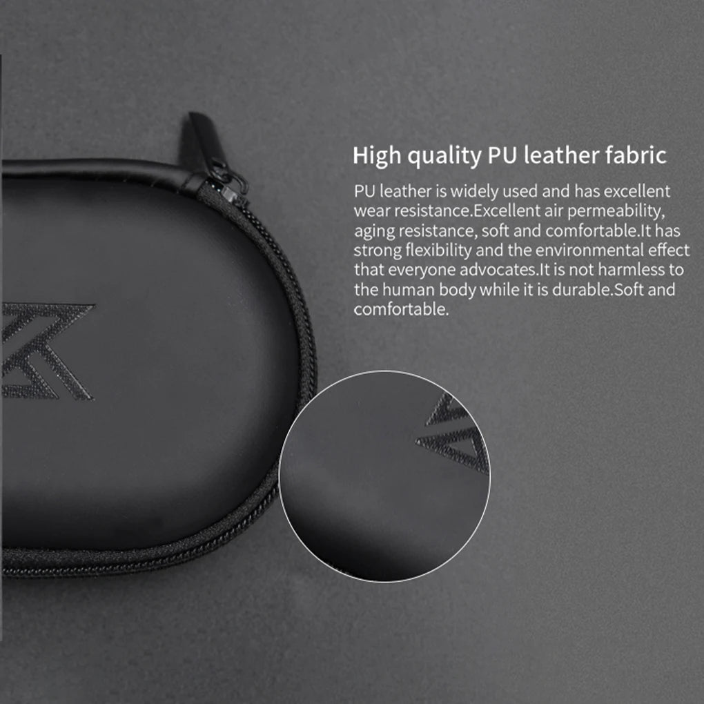 KZ Earphones Case PU Leather Oval Headphone Box Bag Travel Dustproof Organizer Small Holder Headset Accessories